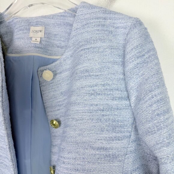 NWOT J. Crew Factory Tweed Lady Jacket Blazer Fresh Air Linear Tweed Blue Size 8 - Picture 4 of 13
